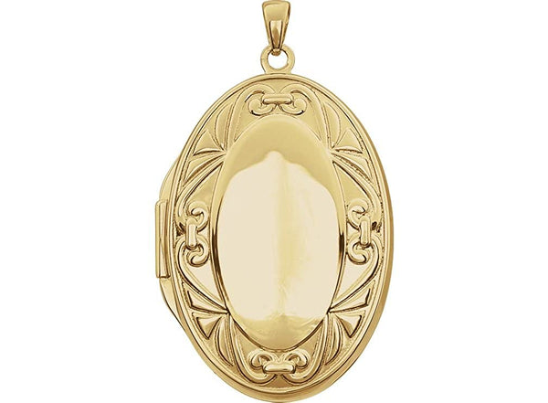 14k Yellow Gold Embossed Oval Locket