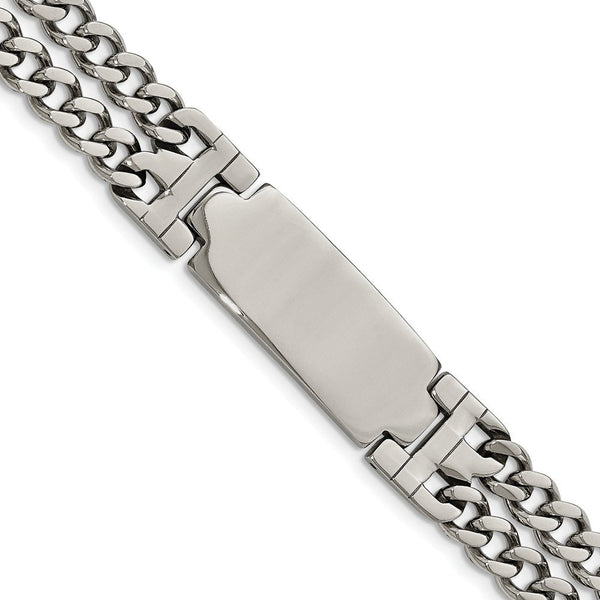 Men's Polished Stainless Steel Adjustable ID Link Bracelet, 7.75"