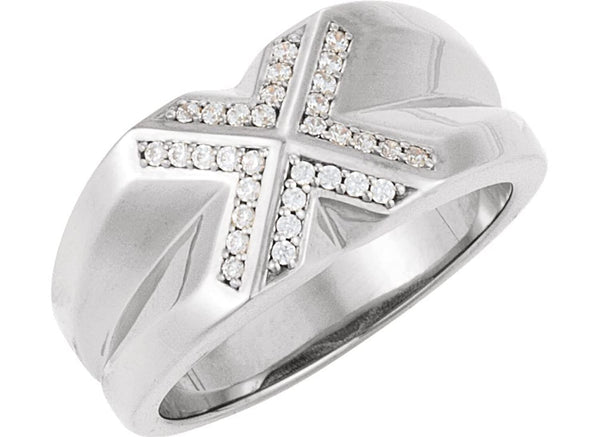 Men's Diamond 14k White Gold Belcher Style Ring, Size 11 (.25 Cttw, GH Color, I1 Clarity)