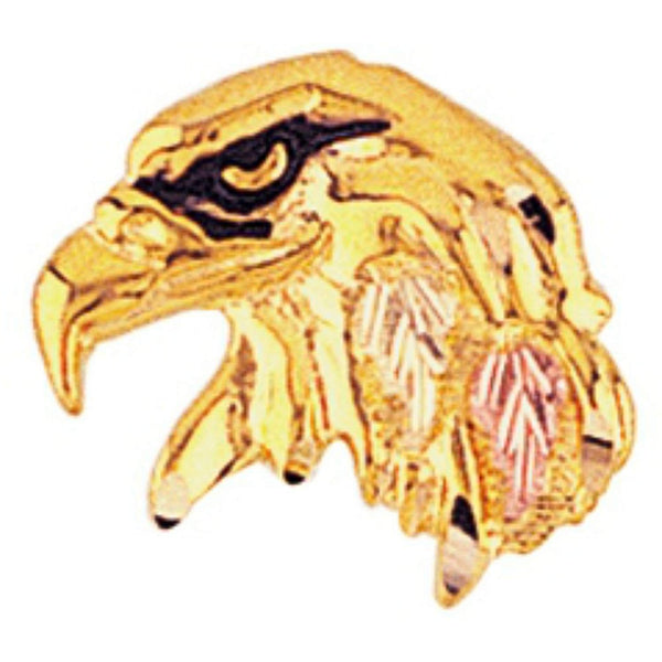 Eagle Head Tie Tack, 10k Yellow Gold, 12k Green and Rose Gold Black Hills Gold Motif