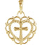 Scalloped Heart with Cross 14k Yellow Gold Youth Pendant (15.50X11.70 MM)