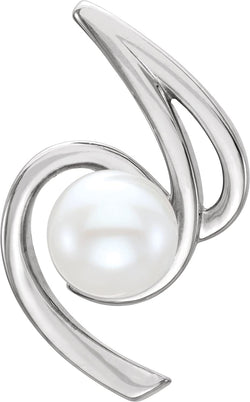 Platinum White Freshwater Cultured Pearl Pendant (6.5-7 MM)