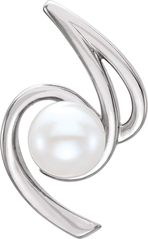 White Freshwater Cultured Pearl Pendant, Rhodium-Plated 14k White Gold (6.5-7 MM)