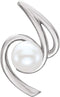 White Freshwater Cultured Pearl Pendant, Rhodium-Plated 14k White Gold (6.5-7 MM)