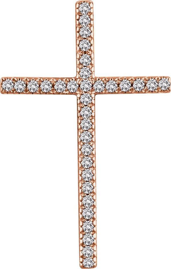 Diamond Latin Cross Pendant, 14k Rose Gold (.5 Ctw, H+ Color, I1 Clarity)