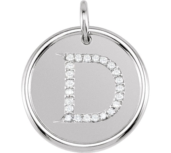Diamond Initial "D" Pendant, Rhodium-Plated 14k White Gold (0.1 Ctw, Color GH, Clarity I1)