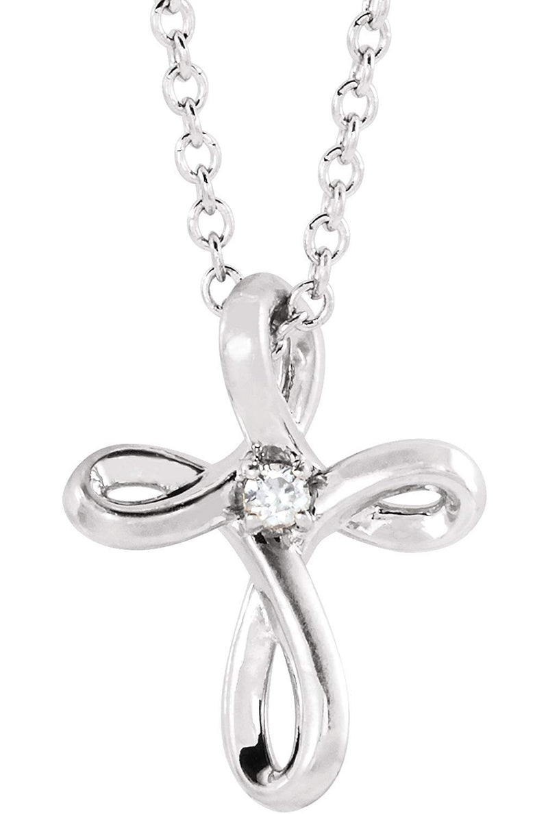 Diamond Infinity Cross Sterling Silver Necklace, 16"-18" (.02 Ct, G-H Color, I1 Clarity)