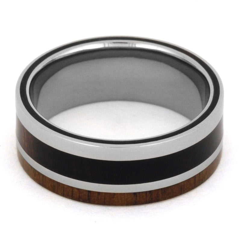 Ironwood, Walnut Wood, Titanium Pinstripe 8mm Comfort-Fit Titanium Wedding Band