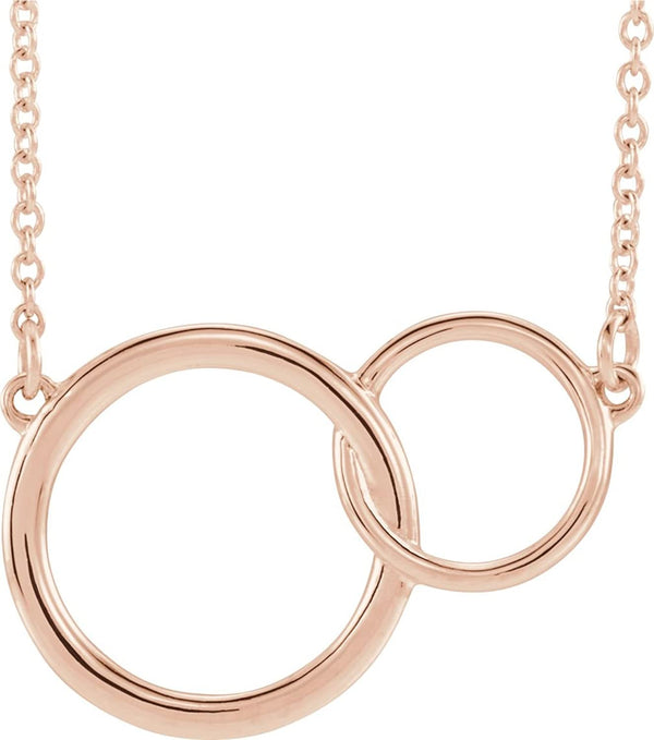 Interlocking Circle Necklace, 14k Rose Gold, 18"