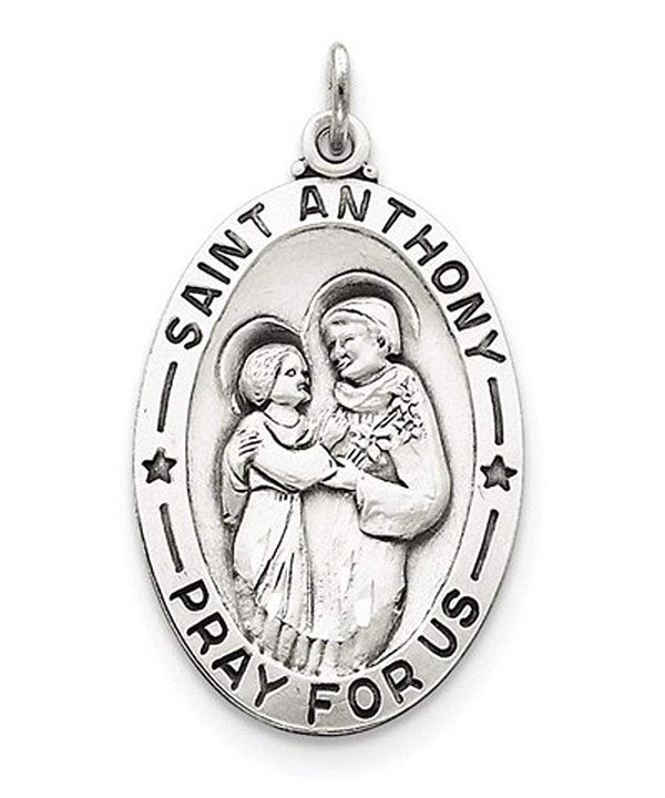 Sterling Silver Antiqued Saint Anthony Medal (35X25MM)