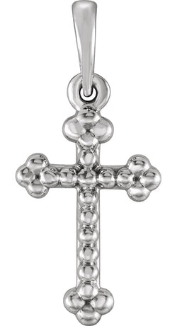 Platinum Beaded Botonee Cross Pendant (19.20X8.90 MM)