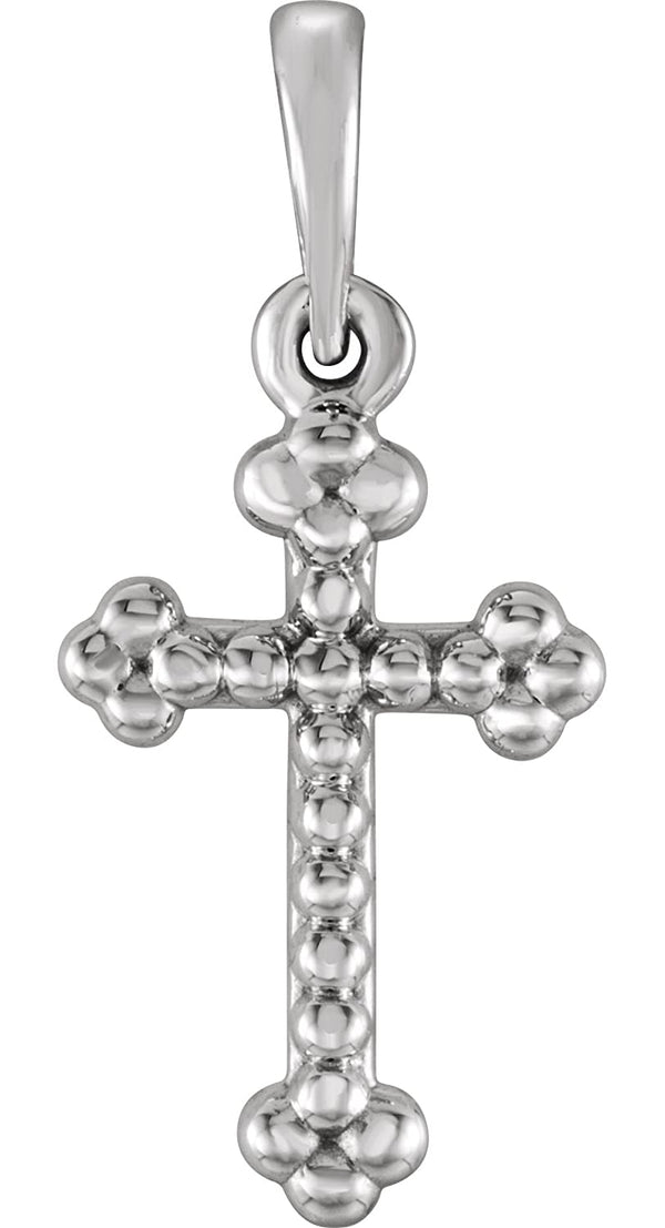 Bead Trim Trefoil Cross Pendant, Sterling Silver