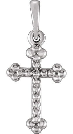 Beaded Botonee Cross Sterling Silver Pendant (19.20X8.90 MM)