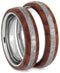 His and Hers Gibeon Meteorite, Tulipwood 5mm Comfort-Fit Titanium Band Sizes M10-F7