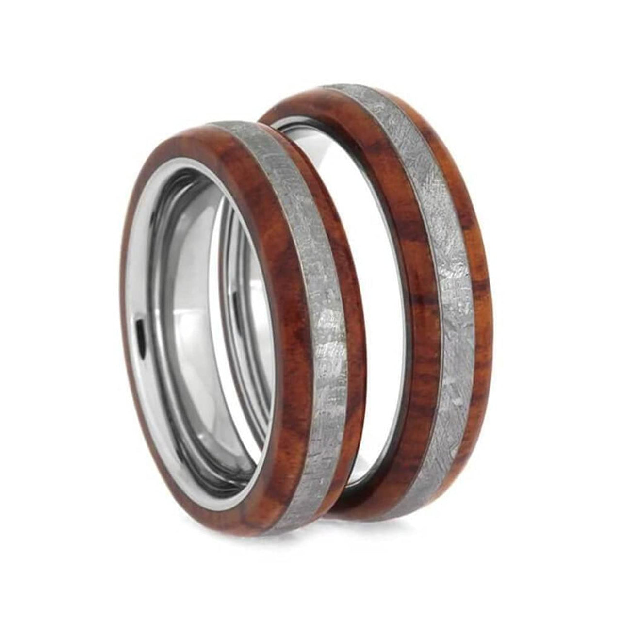 Tulipwood, Gibeon Meteorite 5mm Comfort-Fit Titanium Couples Wedding Bands