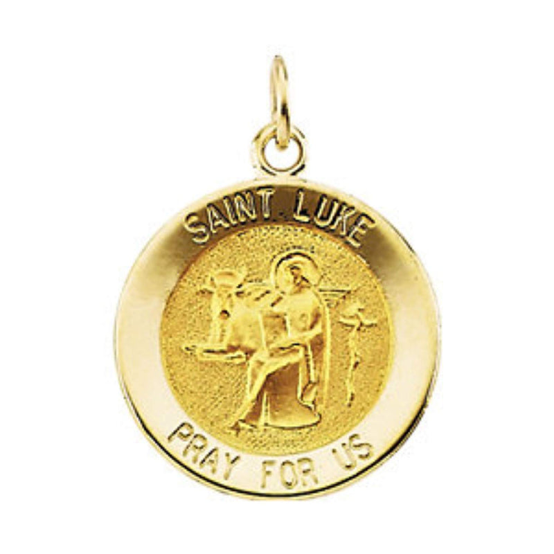 14k Yellow Gold Round St. Luke Medal (15MM)