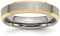 Brushed Grey Titanium, 5mm Yellow IP Beveled Edge Band, Size 10