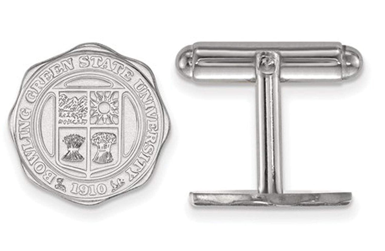 Rhodium-Plated Sterling Silver, Bowling Green, State University Crest Cuff Links, 15MM