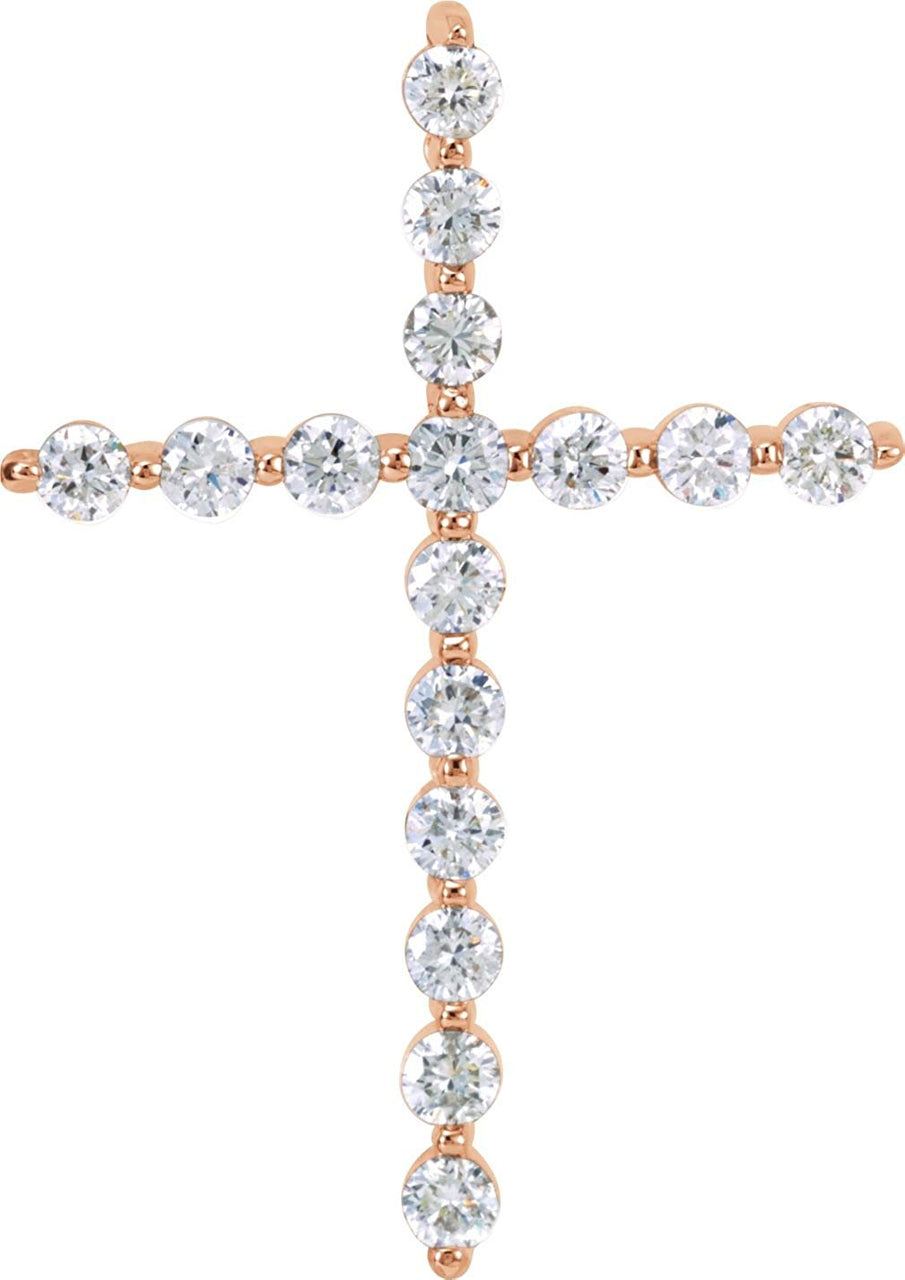 Diamond Cross 14k Rose Gold Pendant (1 Ctw, G-H Color, I1 Clarity)