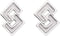 Inlaid Geometric Link Post Earrings, Rhodium-Plated 14k White Gold