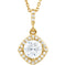 Diamond Halo Necklace, 14k Yellow Gold, 18" (.875 Ctw, Color G-H, Clarity I1)