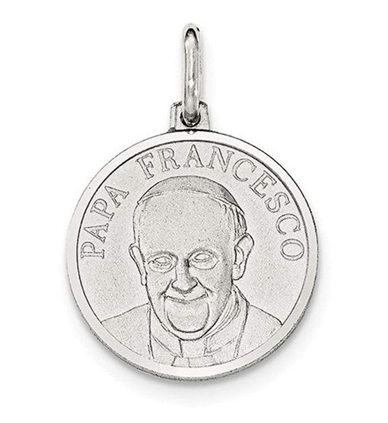 Sterling Silver Matte Papa Francesco Medal Pendant