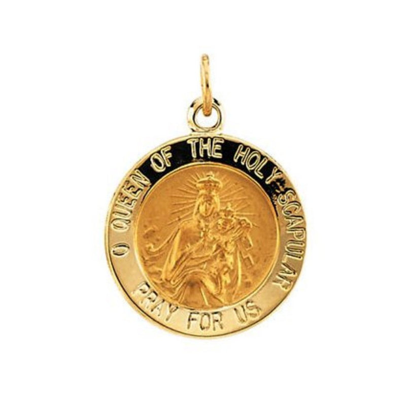 14k Yellow Gold Round Scapular Medal (18 MM)