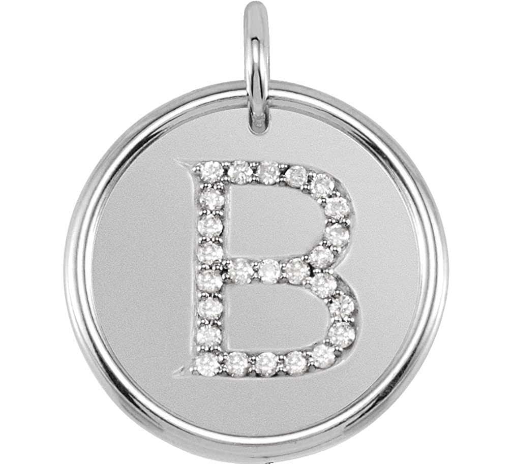 Diamond Initial "B" Pendant, Sterling Silver (0.125 Ctw, Color GH, Clarity I1)