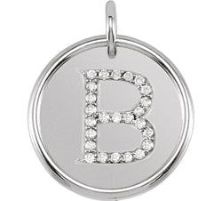 Diamond Initial "B" Pendant, Sterling Silver (0.125 Ctw, Color GH, Clarity I1)