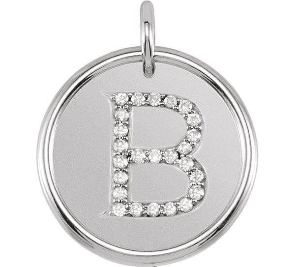 Diamond Initial "B" Pendant, Sterling Silver (0.125 Ctw, Color GH, Clarity I1)