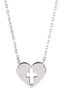 Pierced Cross Heart 14k White Gold Necklace 18"