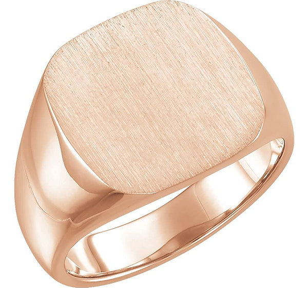 Men's Closed Back Square Signet Ring, 18k Rose Gold (18mm) Size 8.75