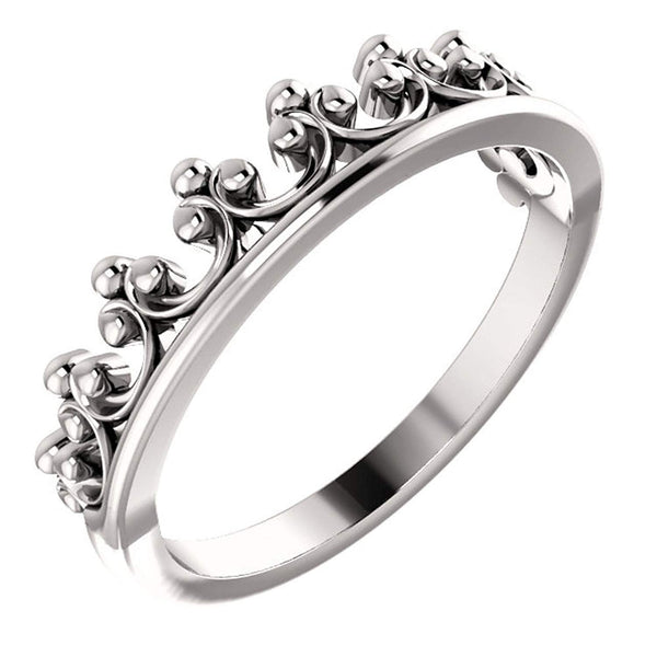 Platinum Stackable Crown Ring