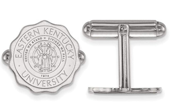 Rhodium-Plated Sterling Silver, Eastern Kentucky University Crest Cuff Links, 15MM