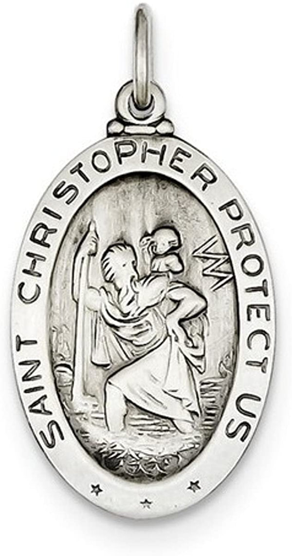 Sterling Silver St. Christopher Soccer Medal Pendant(30X17MM)