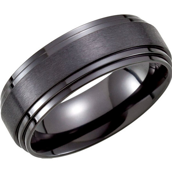 Black Titanium 8mm Matte Center Comfort Fit Band