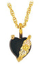 Onyx Heart Pendant Necklace, 10k Yellow Gold, 12k Green and Rose Gold Black Hills Gold Motif, 18"