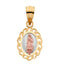 14k Yellow Gold Tri-Color Our Lady of Guadalupe Oval Pendant (11x8.5 MM)