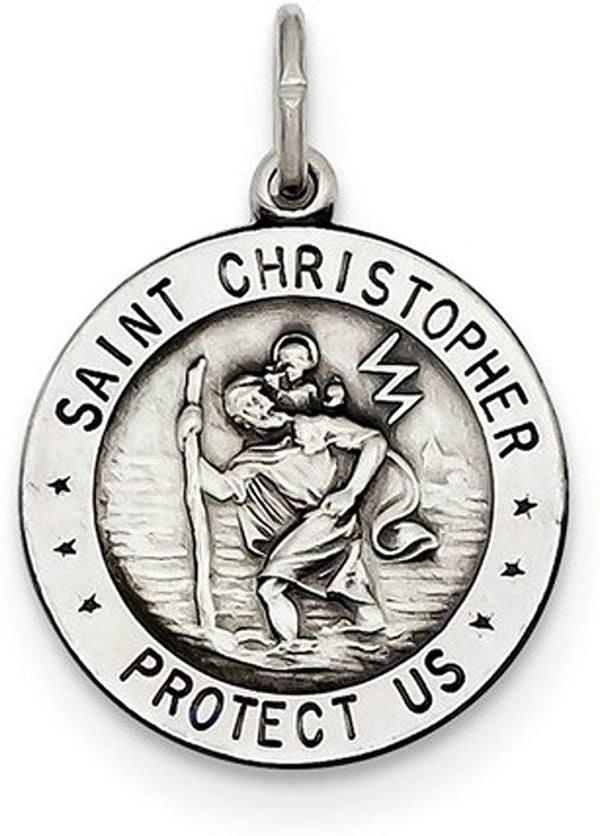 Sterling Silver St. Christopher Football Medal (23X20MM)