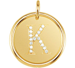 Diamond Initial "K" Round Pendant, 18k Yellow Gold-Plated Sterling Silver (.08 Ctw, Color G-H, Clarity I1 )