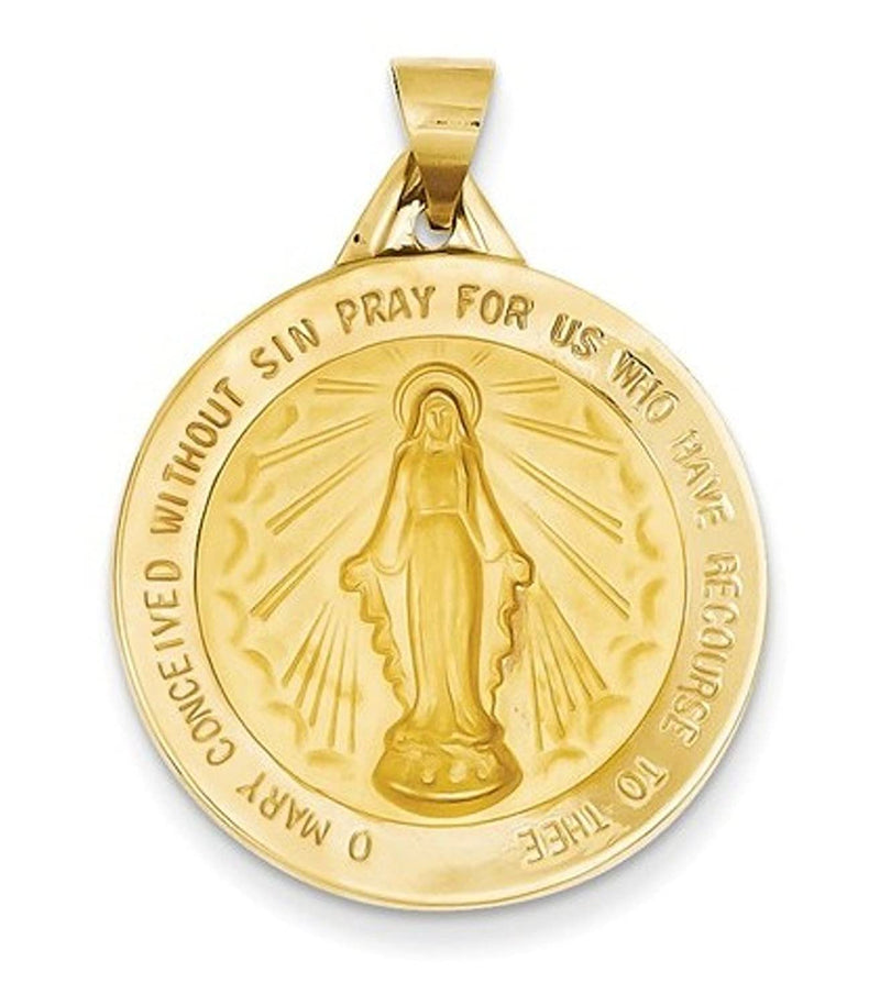 14k Yellow Gold Miraculous Medal Pendant (28X25MM)