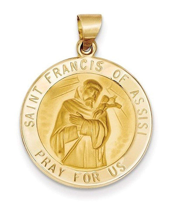 14k Yellow Gold St. Francis Of Assisi Medal Pendant (24X22MM)