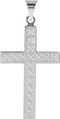 Square Christian Cross with Engraved Florian Pattern 14k White Gold Pendant