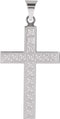 Box Pattern Cross Rhodium-Plated 14k White Gold Pendant (22X14MM)