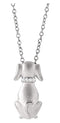 Dog with Diamond Collar Rhodium Plated Sterling Silver Necklace, 18" with Charm Pet Collar Tag