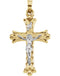 Two-Tone Trefoil Crucifix 14k Yellow and White Gold Pendant (25X18MM)