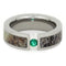 Tension Set Emerald and Deer Antler 6mm Comfort-Fit Titanium Wedding Band