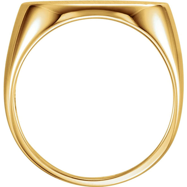 Men's 18k Yellow Gold Oval Brushed Signet Ring, 12 x 18mm, Size 10.25