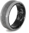 Gibeon Meteorite, Titanium 8mm Comfort Fit Black and White Mokume Gane Wedding Band