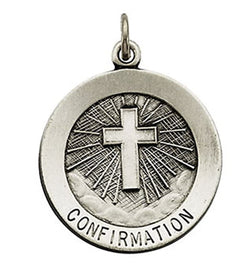 Sterling Silver Confirmation Medal with Embossed Cross, 18" (18 MM)